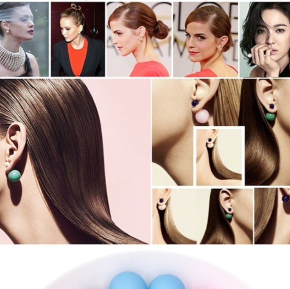 Double Sided Rubber Ball Stud Earrings 2 in One - Picture 2 of 5